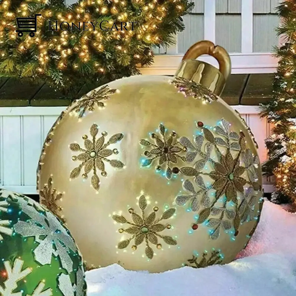 Outdoor Christmas Pvc Inflatable Decorated Ball Golden Snowflakes