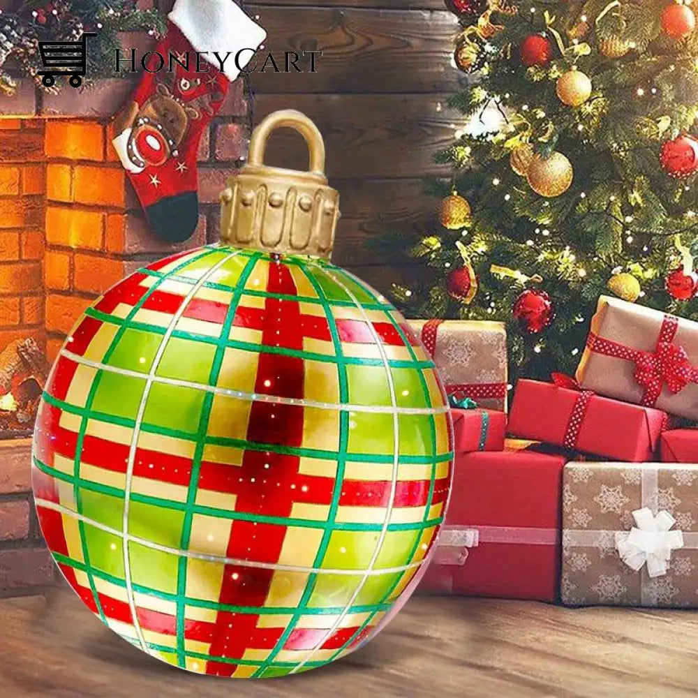 Outdoor Christmas Pvc Inflatable Decorated Ball Green Grid