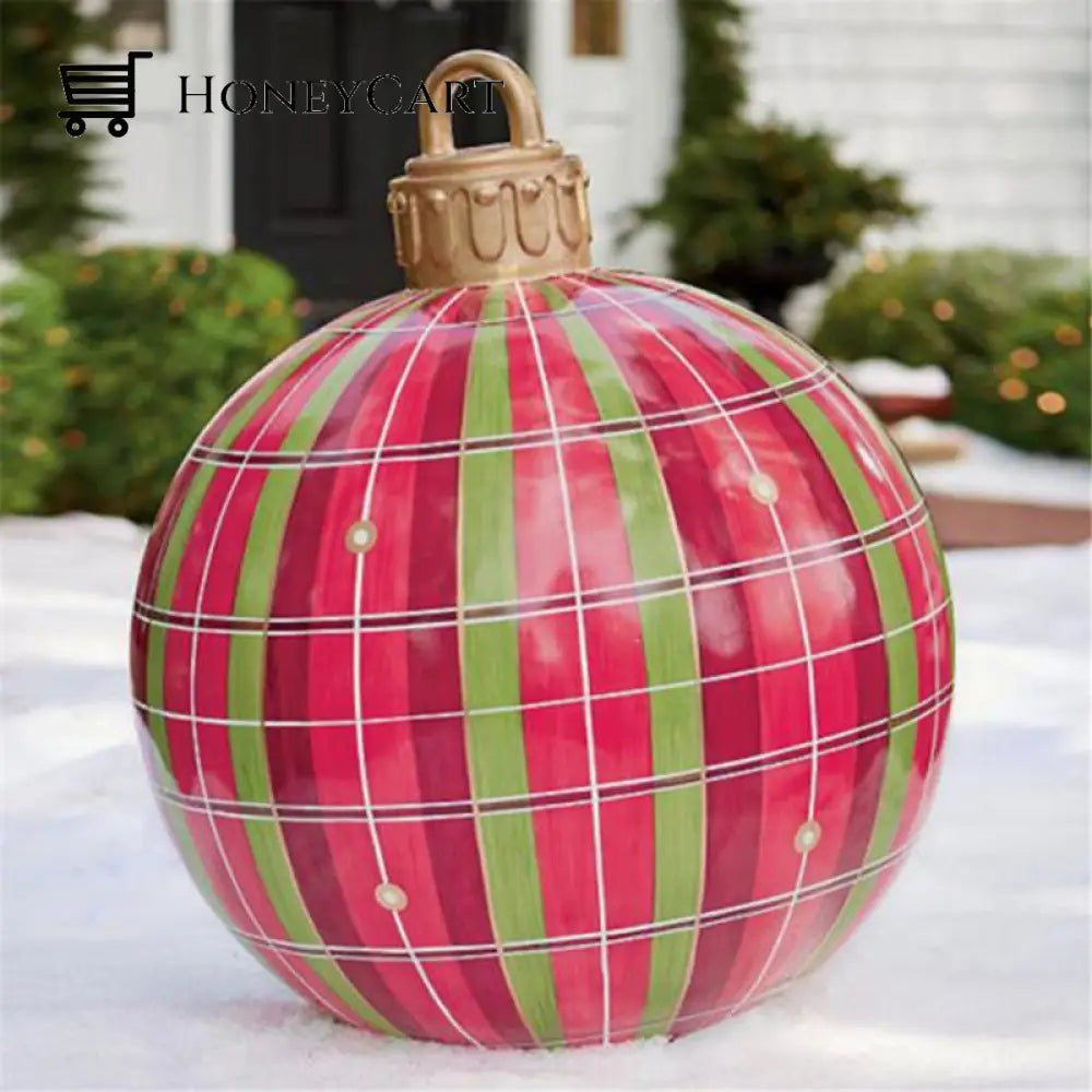Outdoor Christmas Pvc Inflatable Decorated Ball Red Grid