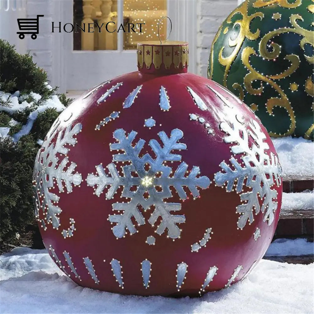 Outdoor Christmas Pvc Inflatable Decorated Ball Red Snowflake