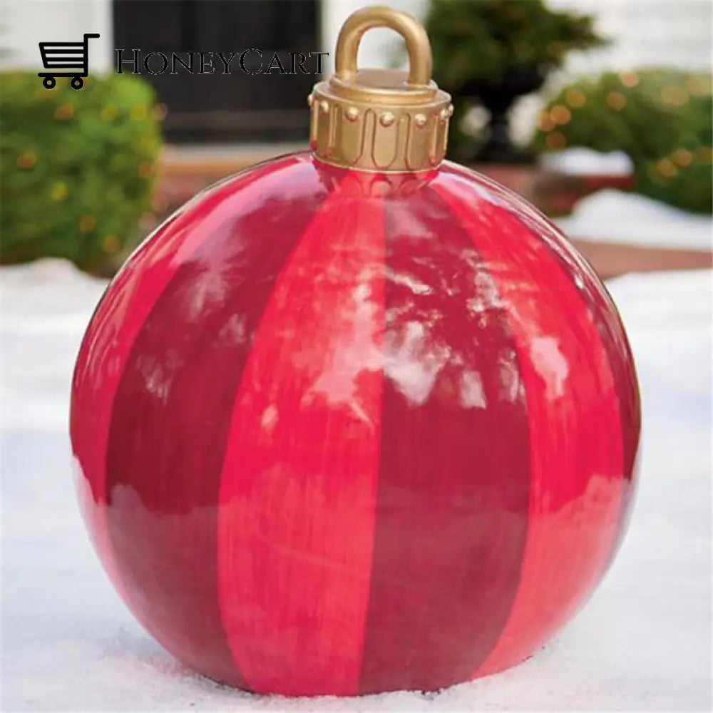 Outdoor Christmas Pvc Inflatable Decorated Ball Red Stripes