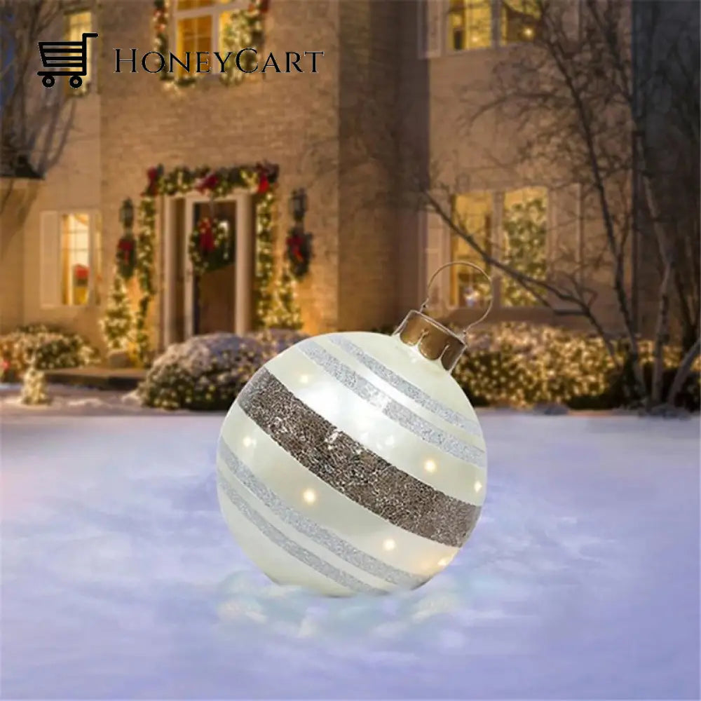 Outdoor Christmas Pvc Inflatable Decorated Ball Silver Stripes