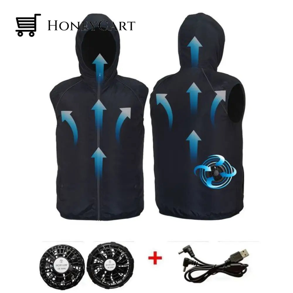 Outdoor Summer Cooling Fan Jacket Black Vest / M Coats & Jackets