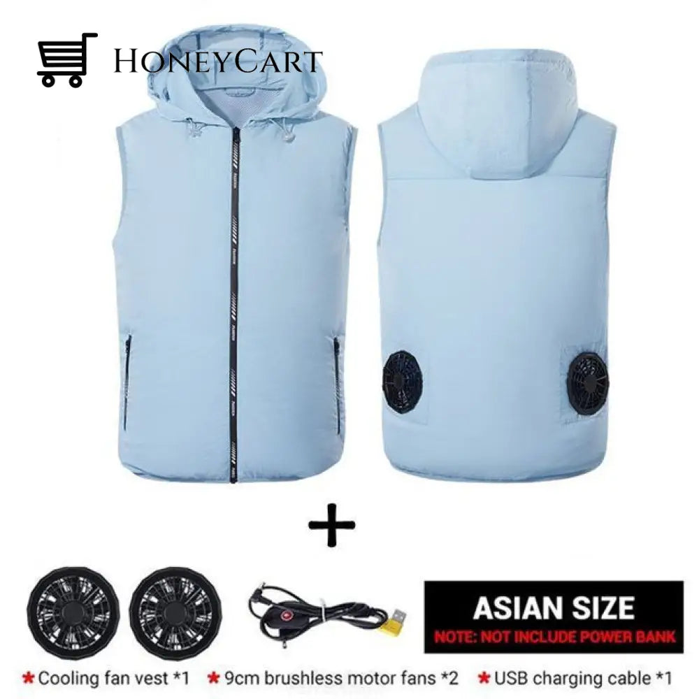 Outdoor Summer Cooling Fan Jacket Blue Vest / M Coats & Jackets
