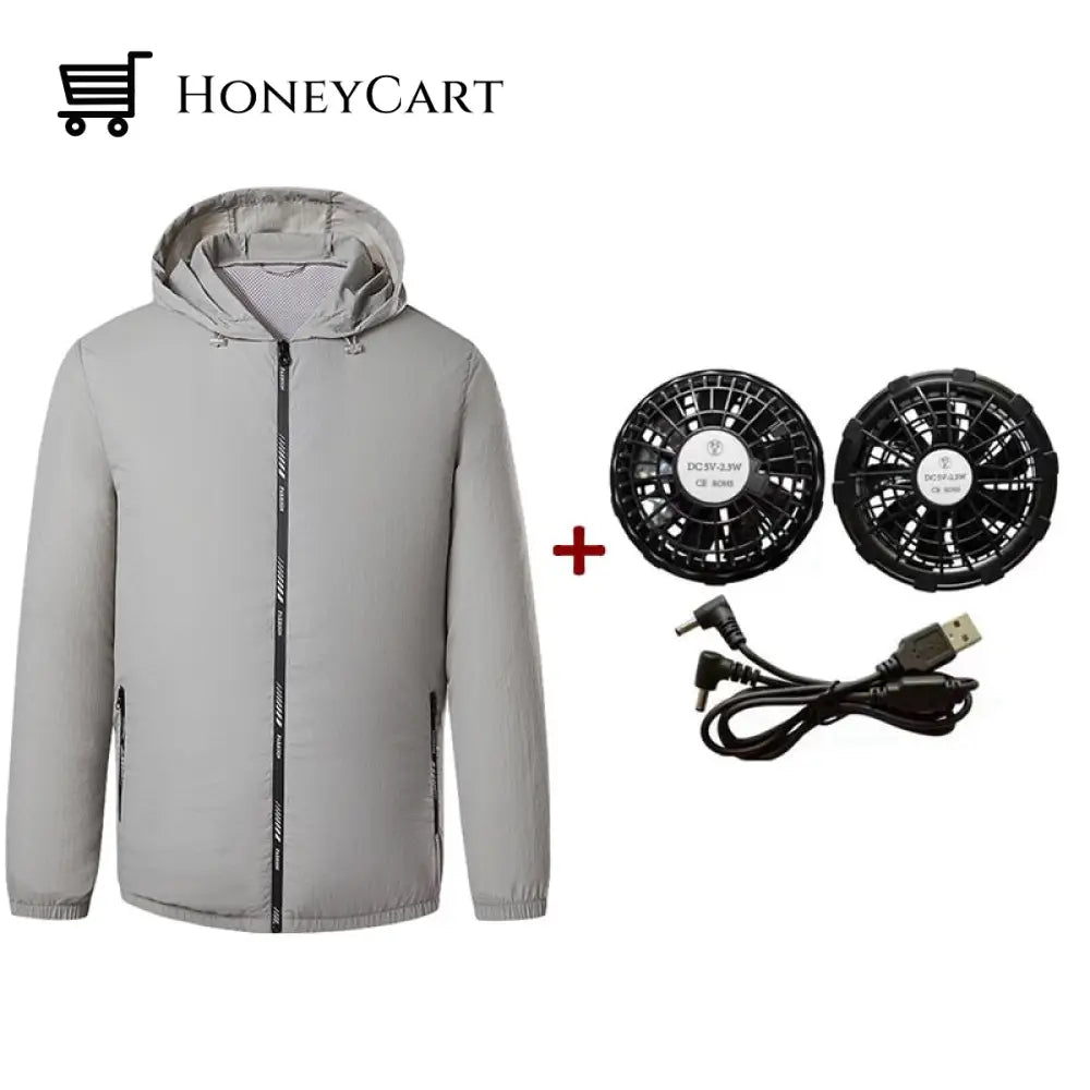 Outdoor Summer Cooling Fan Jacket Gray / M Coats & Jackets