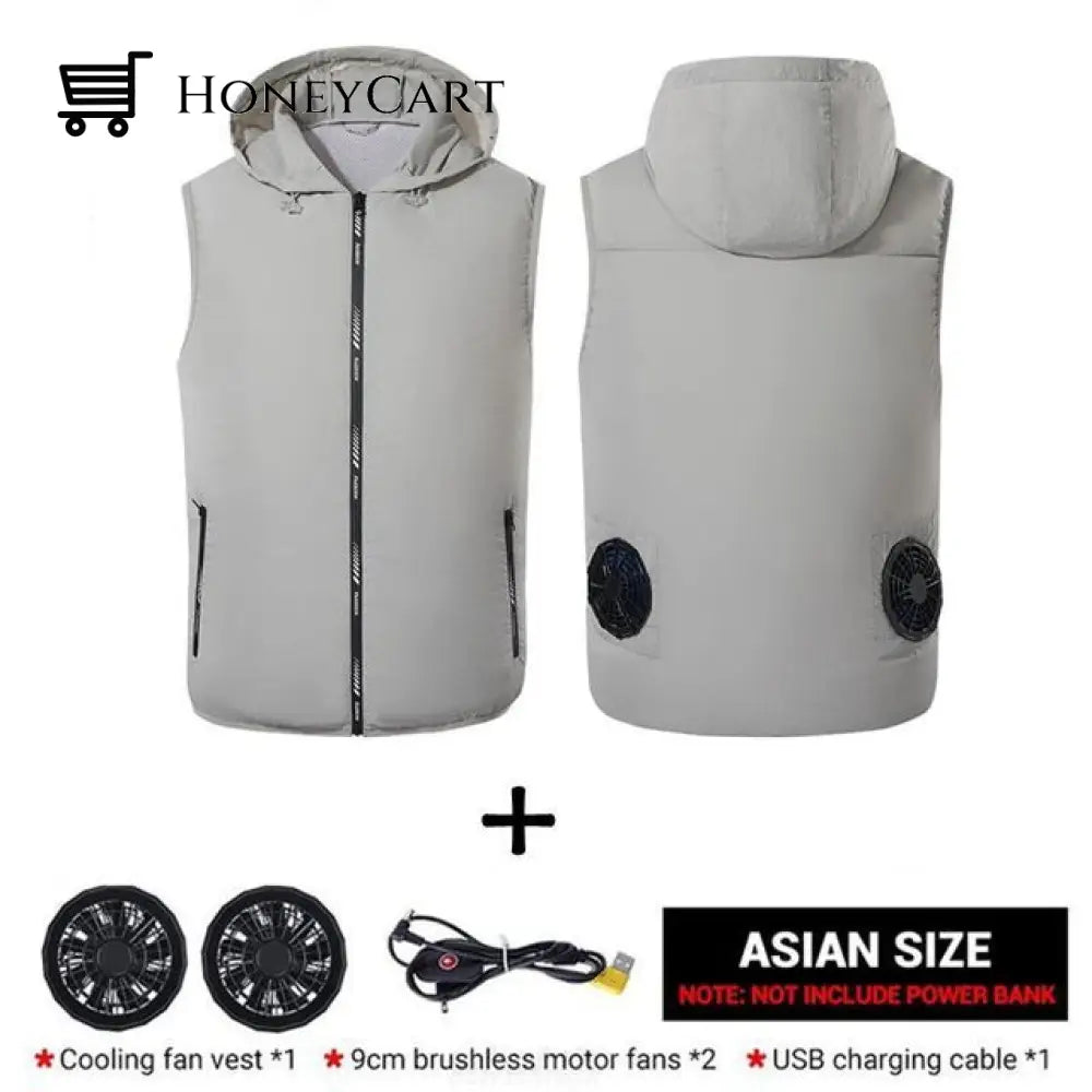 Outdoor Summer Cooling Fan Jacket Gray Vest / M Coats & Jackets