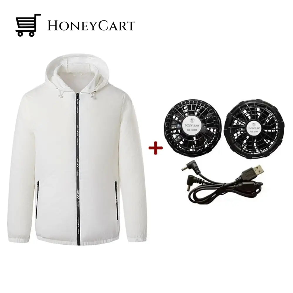 Outdoor Summer Cooling Fan Jacket White / M Coats & Jackets