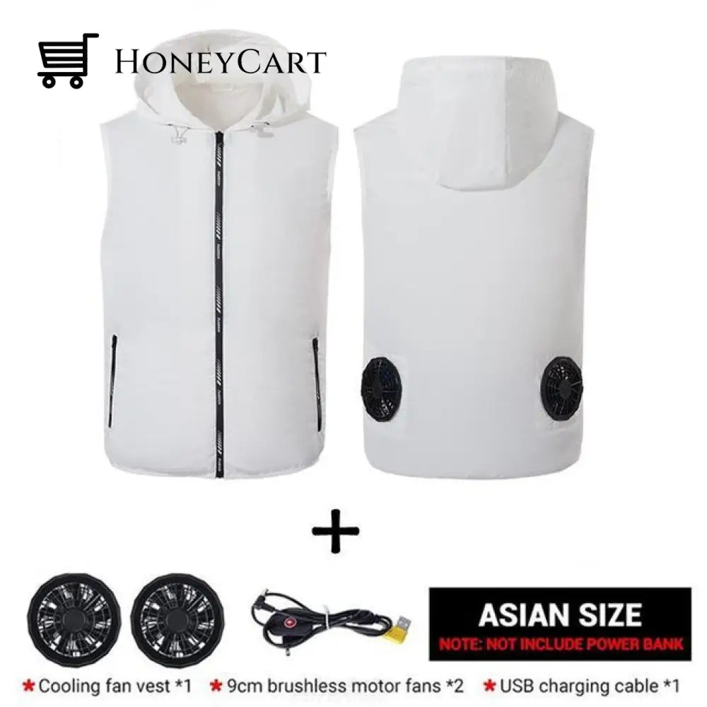 Outdoor Summer Cooling Fan Jacket White Vest / M Coats & Jackets