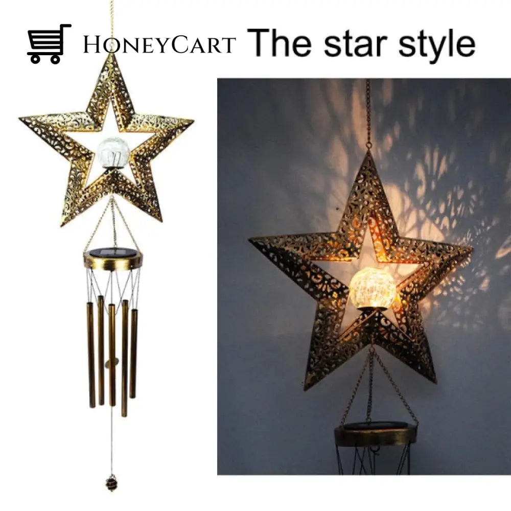 Outdoor Wind Chimes Solar Lights Star