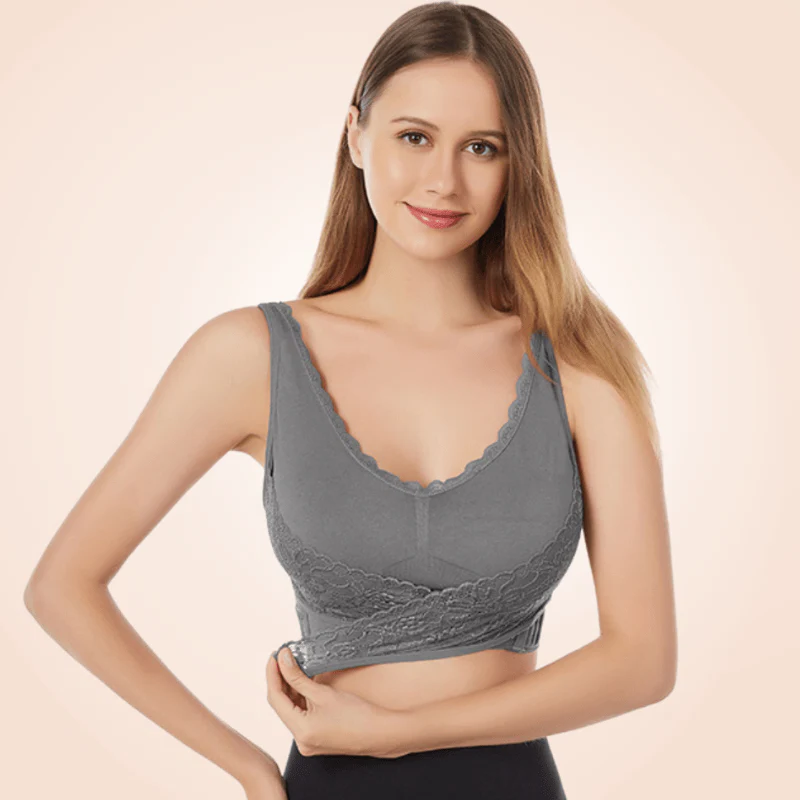 Wireless Front Cross Adjustable Side Buckle Lace Bra