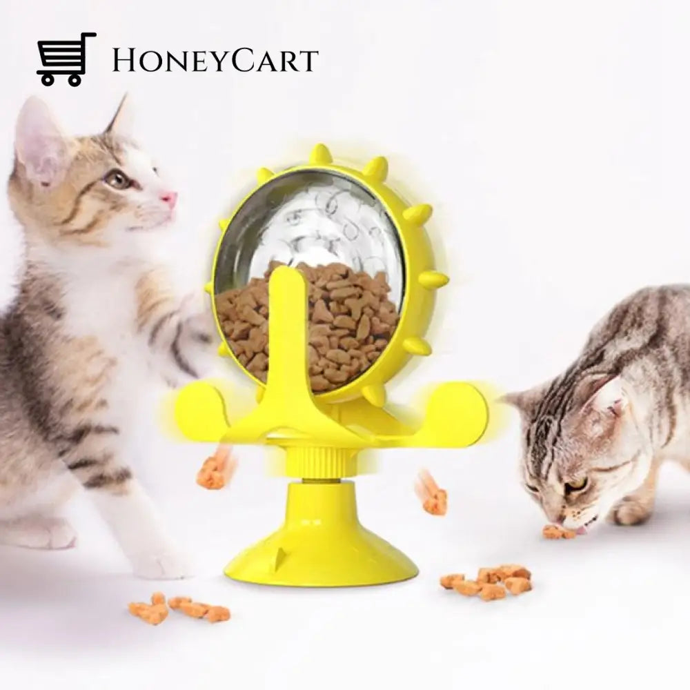 Pet Food Spinning Windmill Yellow