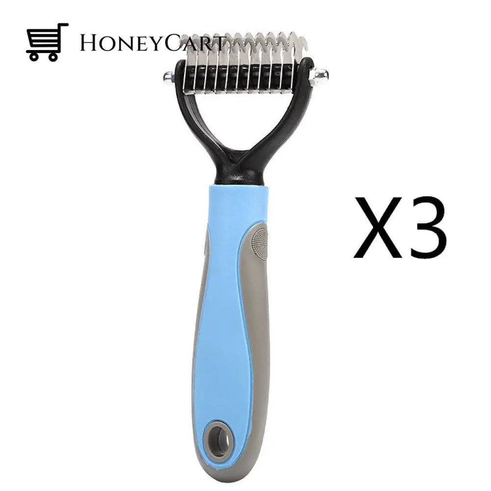 Pet Hair Removal Comb Blue / Small 3Pcs Plastic