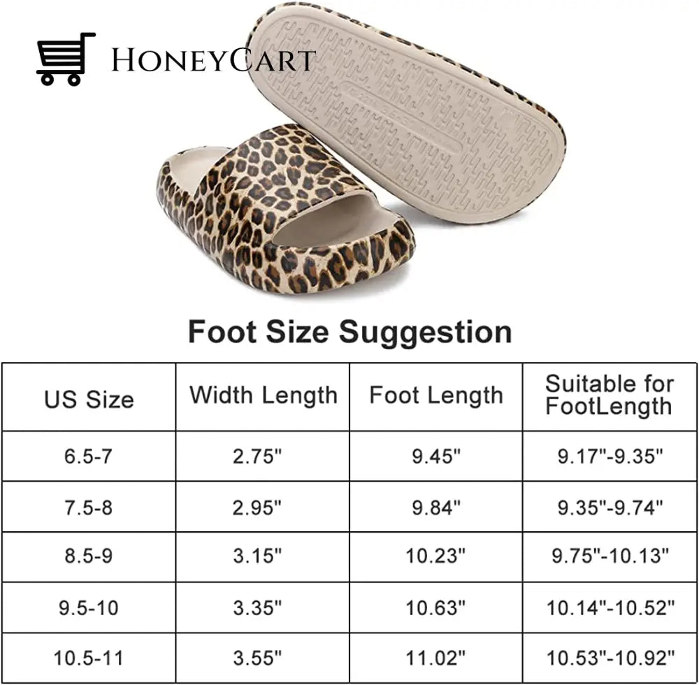 Pillow Sandals Slides For Women Leopard Print Non-Slip Cloud Fp-Shoes