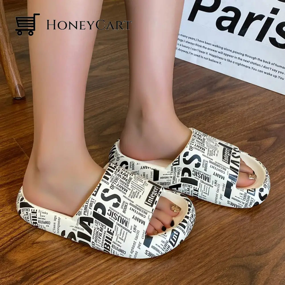 Pillow Sandals Slides For Women Leopard Print Non-Slip Cloud Fp-Shoes