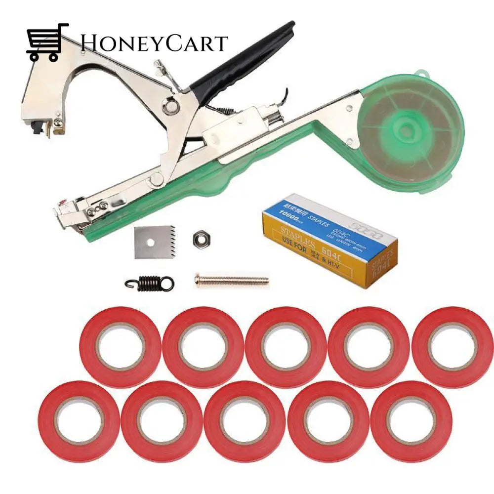 Plant Tying Tape Too Set (Tool + 10 Red Rolls Staples)