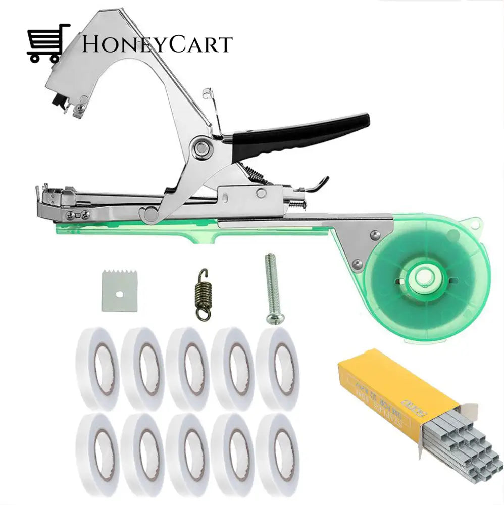 Plant Tying Tape Too Set (Tool + 10 White Rolls Staples)