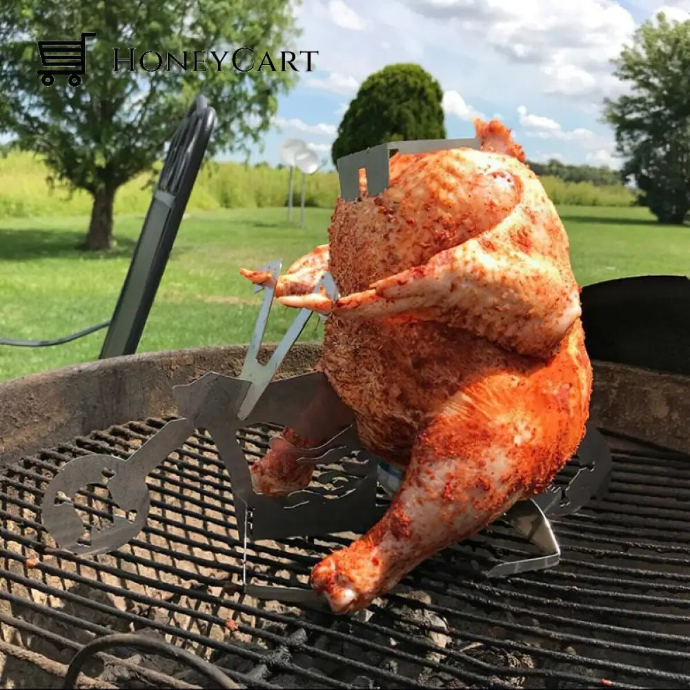 Portable Chicken Stand Beer- American Motorcycle Bbq 2Pc
