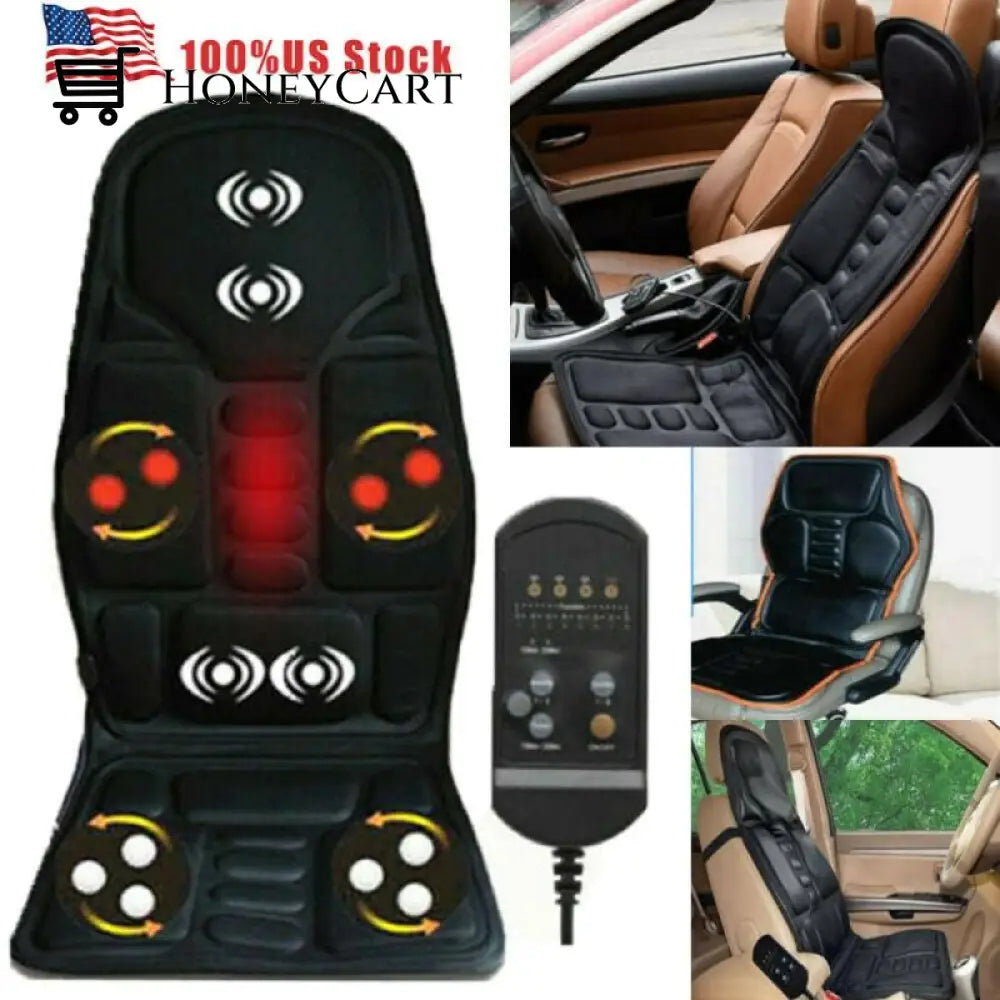 Portable Heated Vibrating Back Massager - Massage Chair Pad For Home Office Car Use Tech And