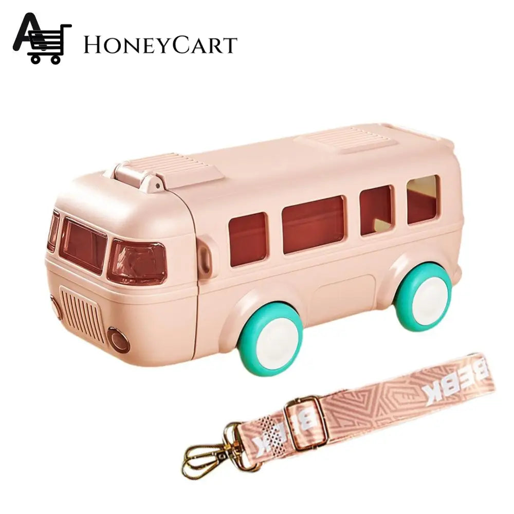 Portable Water Cup In Bus Shape 500Ml / Pink