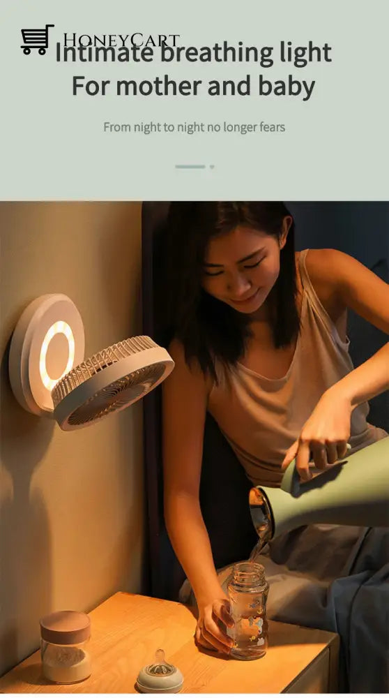 Portable Wireless Foldable Fan Night Lamp Fans