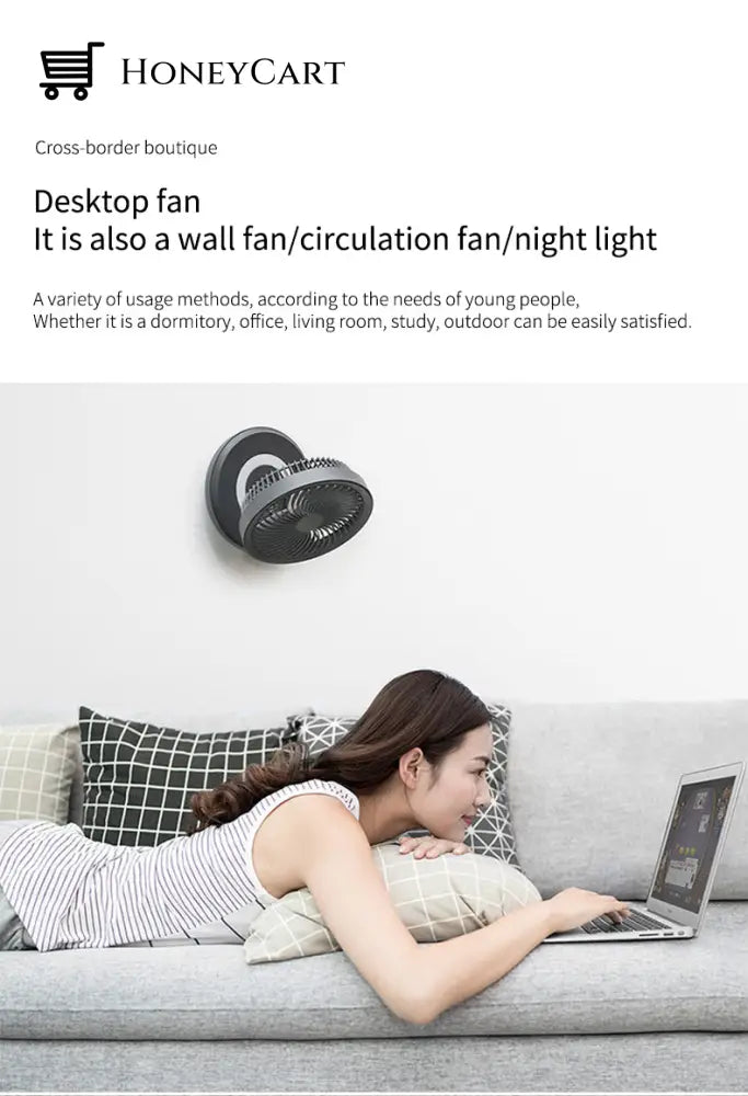 Portable Wireless Foldable Fan Night Lamp Fans