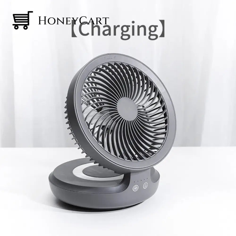 Portable Wireless Foldable Fan Night Lamp Rechargeable Grey Fans