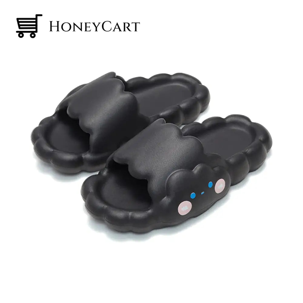 Premium Cloud Smiley Slides Black Smile / Uk 3 | Us 5 Eu 36