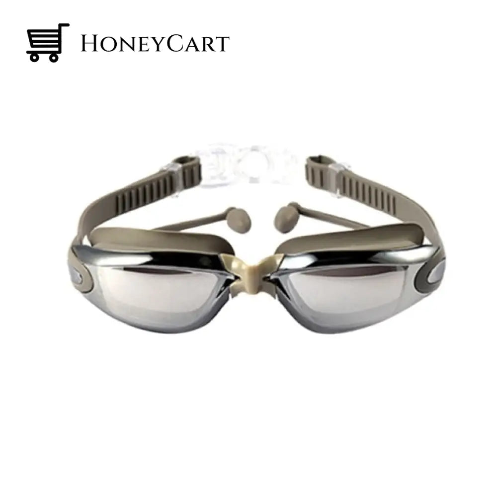 Pro-Hd Swim Goggles With Ear Plugs Khaki