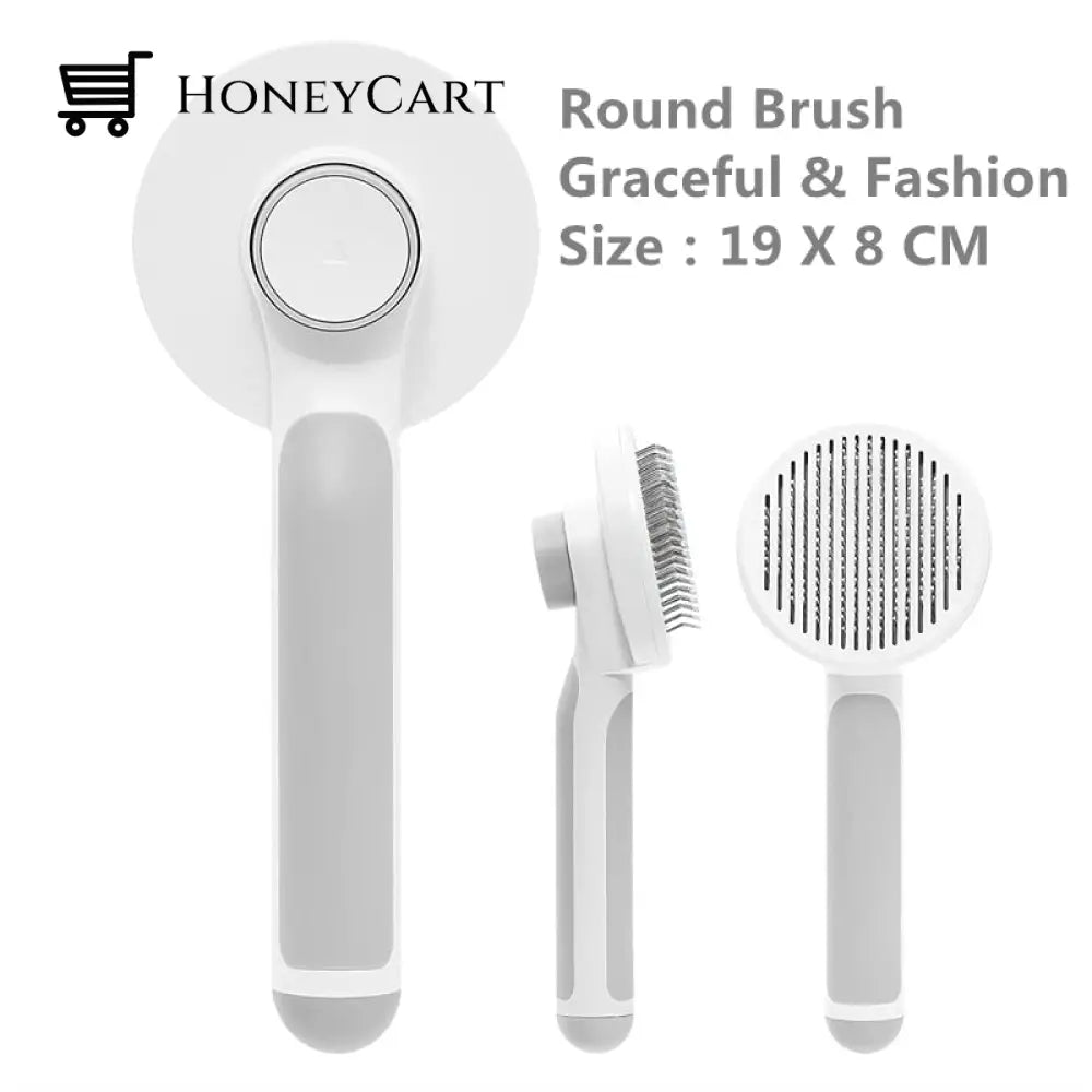 Pumpkin Pet Fur Brush Grey Round
