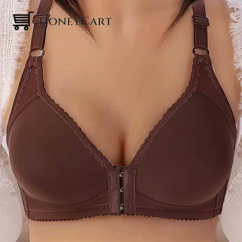 Push Up Bra Front Closure Brown / 80B