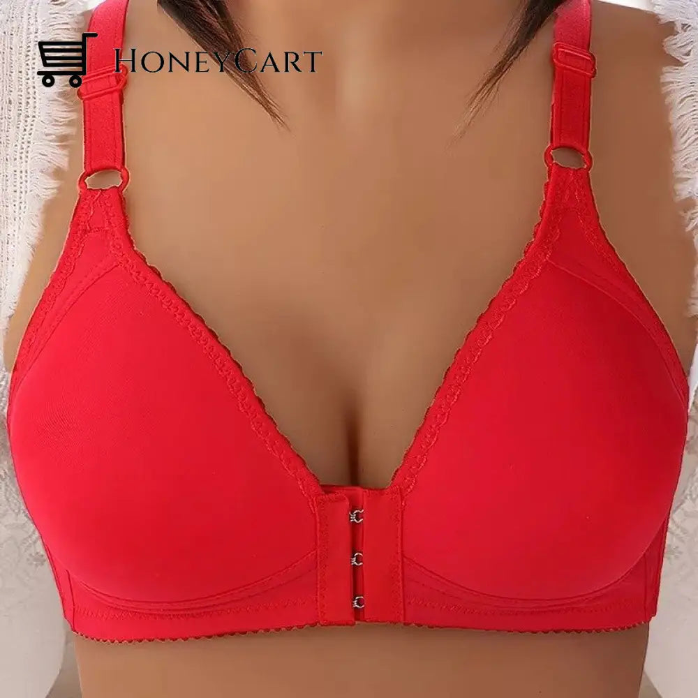 Push Up Bra Front Closure Red / 80B