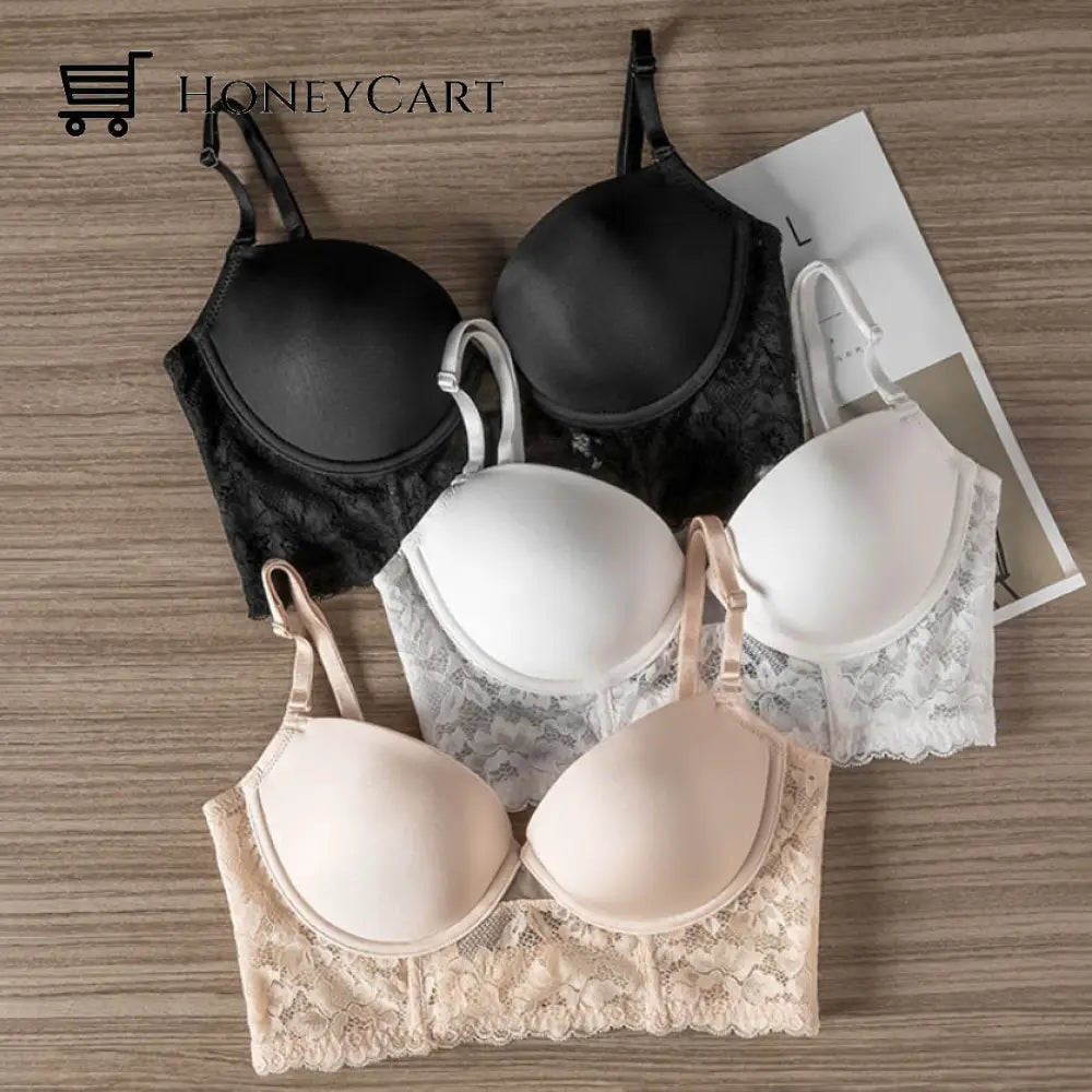 Push-Up Lace Backless Bra Support Low Back Wireless Lifting Bras