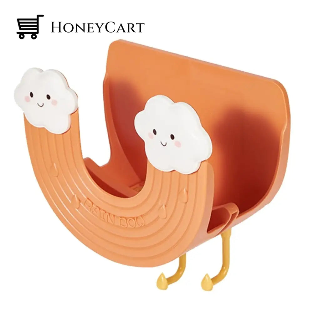 Rainbow Wall-Mounted Hook Kitchen Pot Lid Holder Orange Organizers