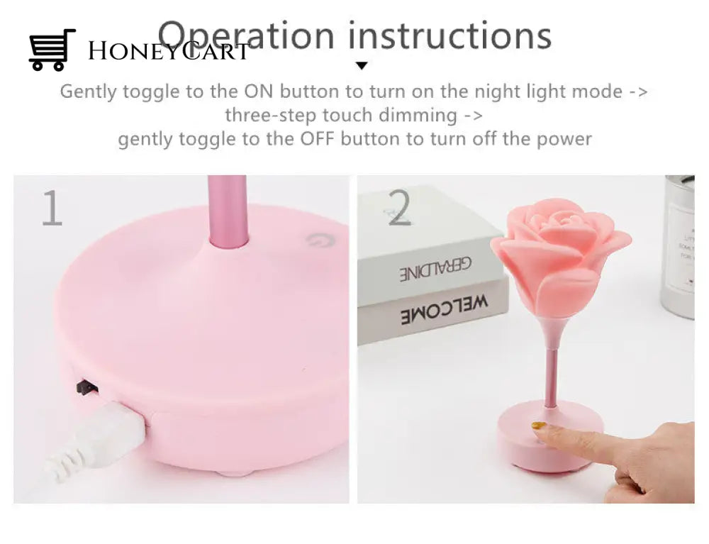 Rose Flower Romantic Touch Night Light Lamps