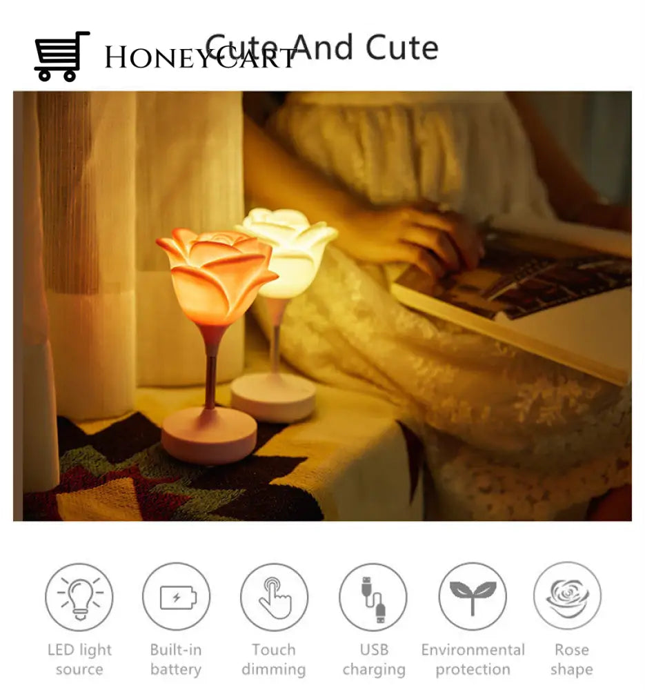 Rose Flower Romantic Touch Night Light Lamps