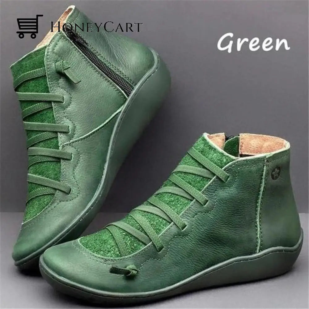Round Toe Zipper Casual Ankle Boots For Bunions