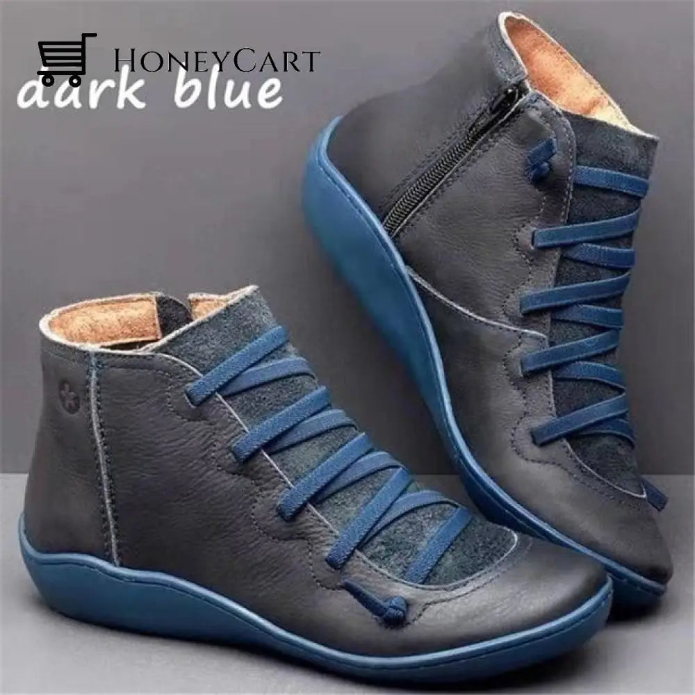 Round Toe Zipper Casual Ankle Boots For Bunions