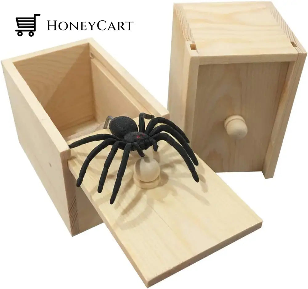 Rubber Spider Prank Box Handcrafted Wooden Surprise Ltt-Decor
