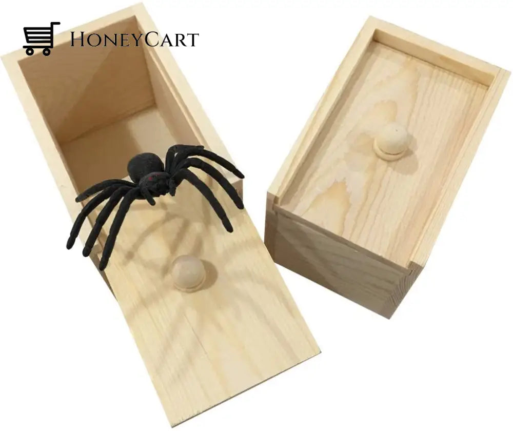 Rubber Spider Prank Box Handcrafted Wooden Surprise Ltt-Decor