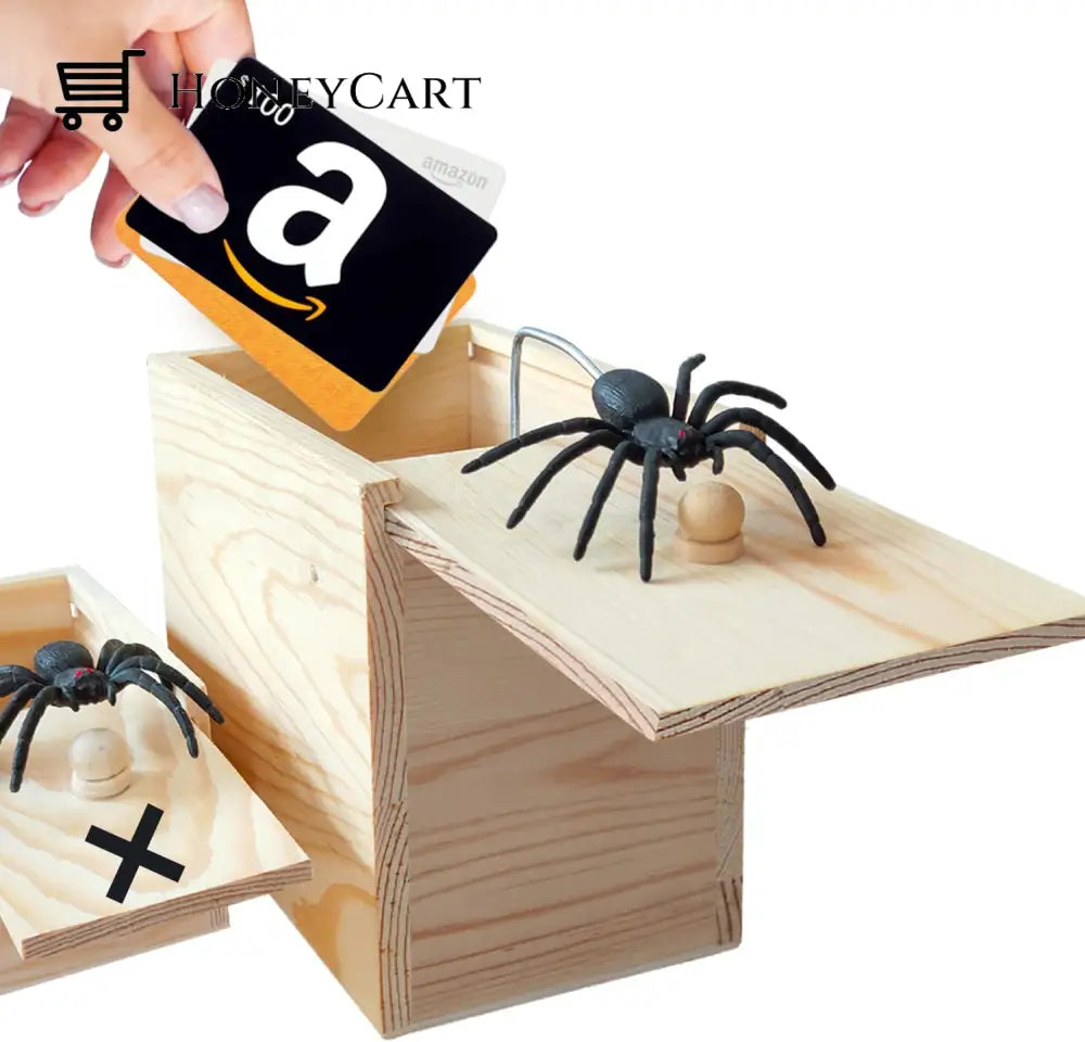 Rubber Spider Prank Box Handcrafted Wooden Surprise Ltt-Decor