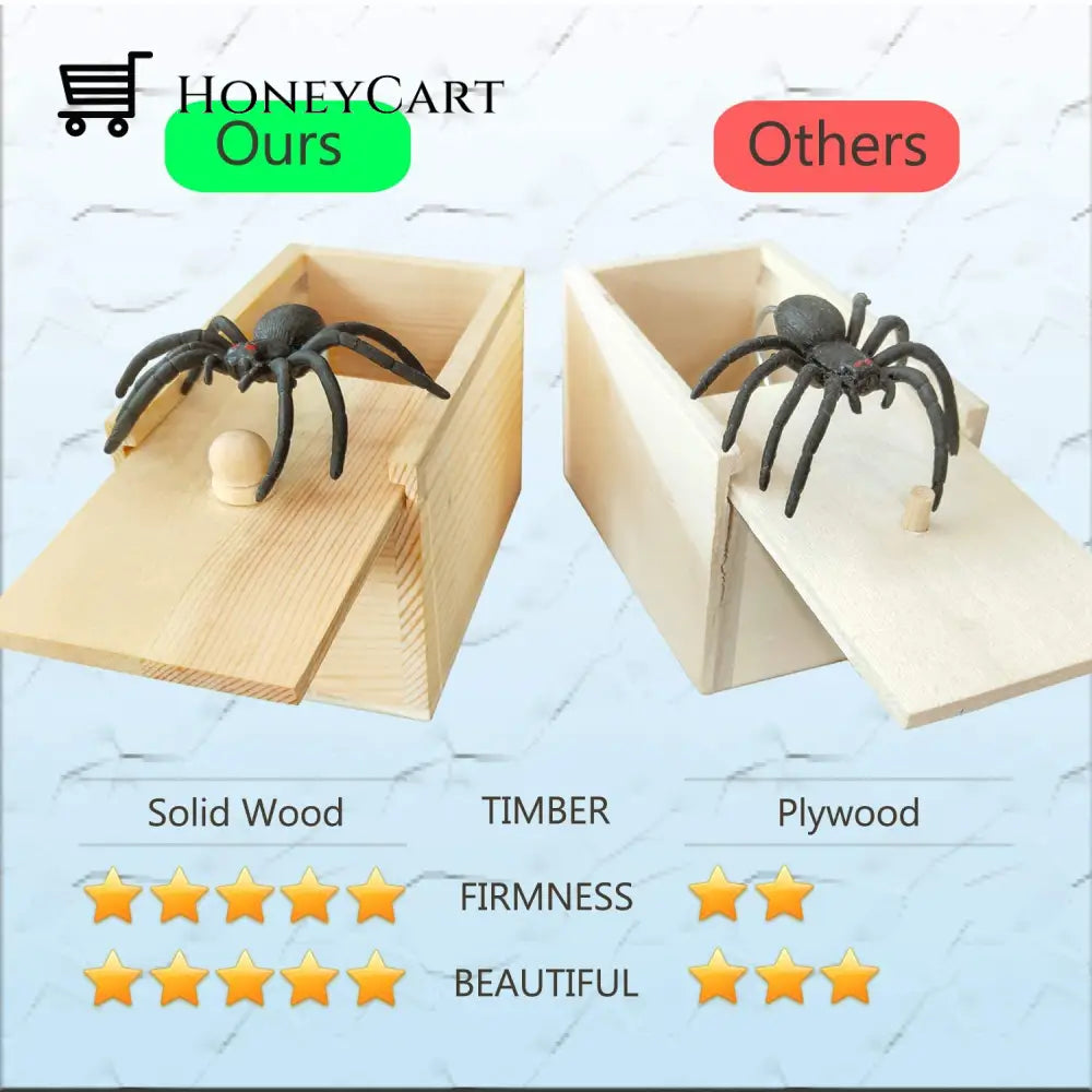 Rubber Spider Prank Box Handcrafted Wooden Surprise Ltt-Decor