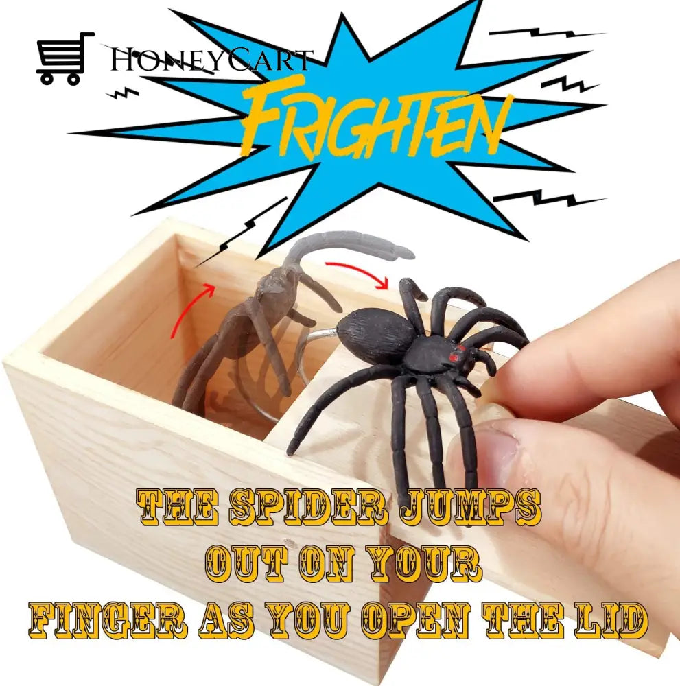 Rubber Spider Prank Box Handcrafted Wooden Surprise Ltt-Decor