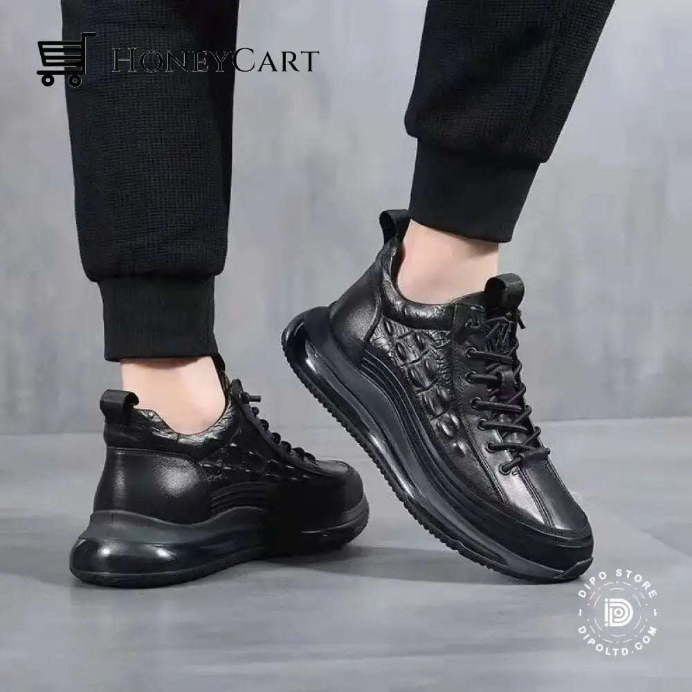 Sale Off 49% Men Crocodile Embossed Lace-Up Sneaker Black / Us 7/ Eu 39 Gift Ideas