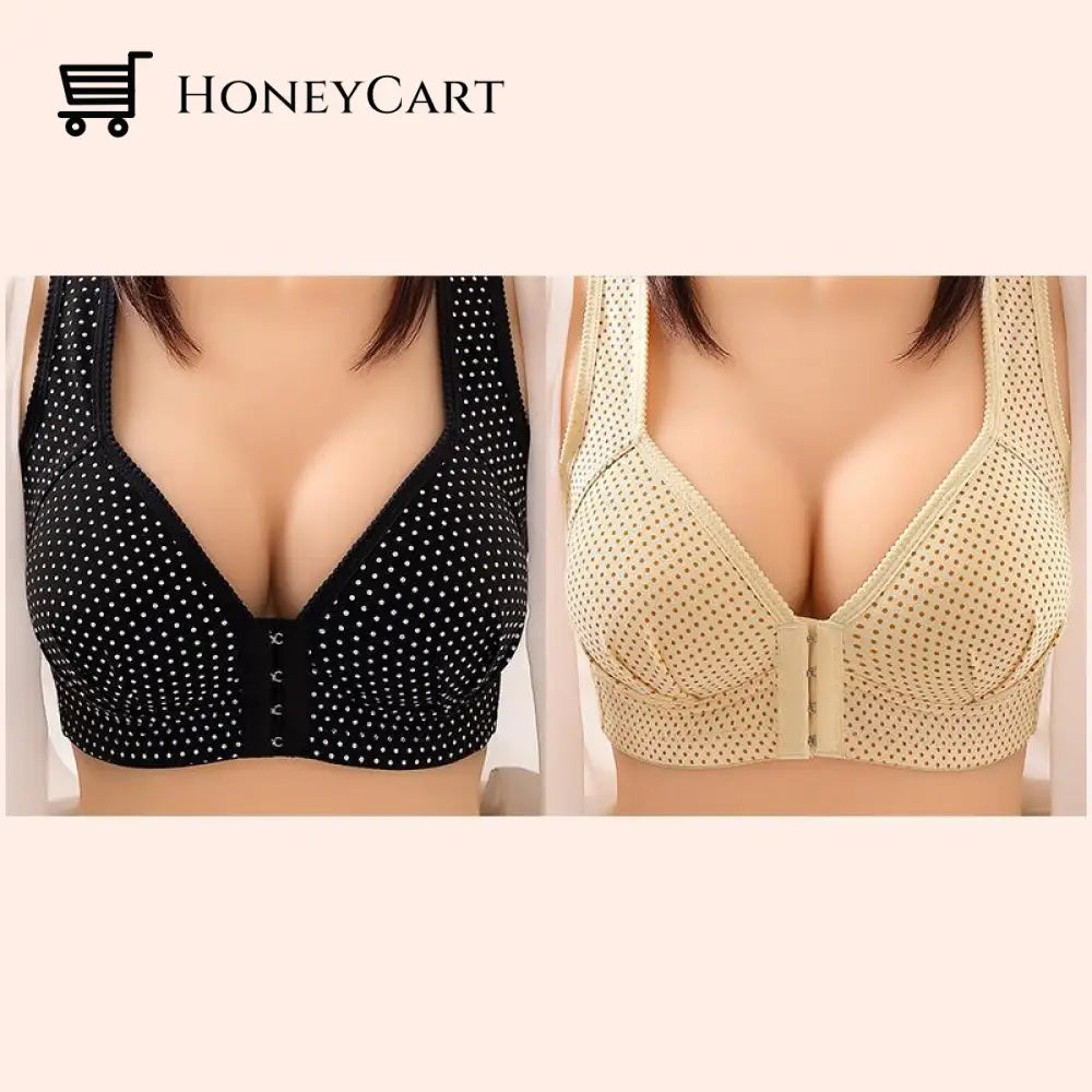 Seamless Sexy Fashion Push Up Bras 2 Pairs (Black+Skin) / M