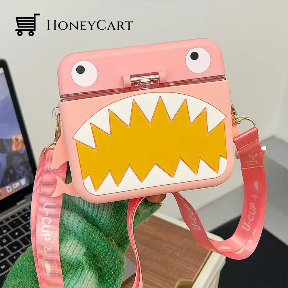 Shark Built-In Straw Water Bottle Pink Bottles