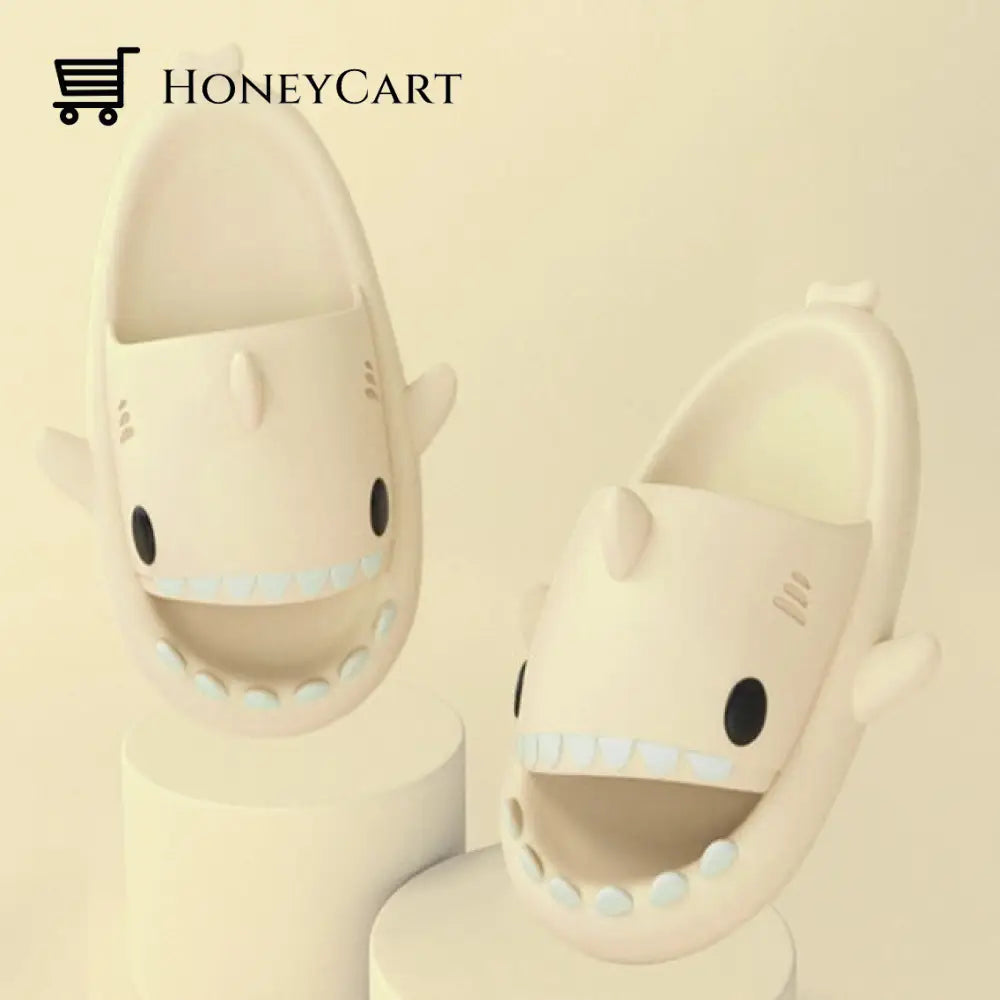 Shark Slippers - Flip Flops Anti-Skid Couple Fashion Shoes A-Beige / 36-37