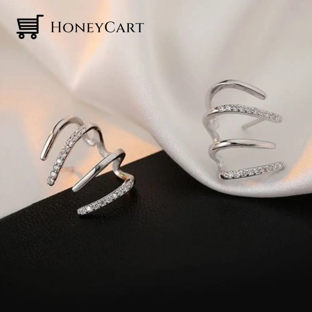 Shiny Crystal Earrings Silver