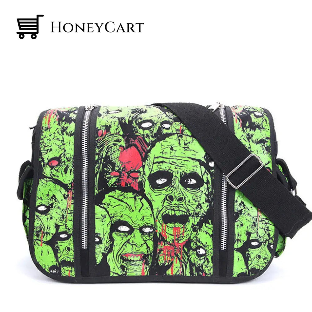 Shoulder Bag Waterproof With Zombie Patterns Green Bags
