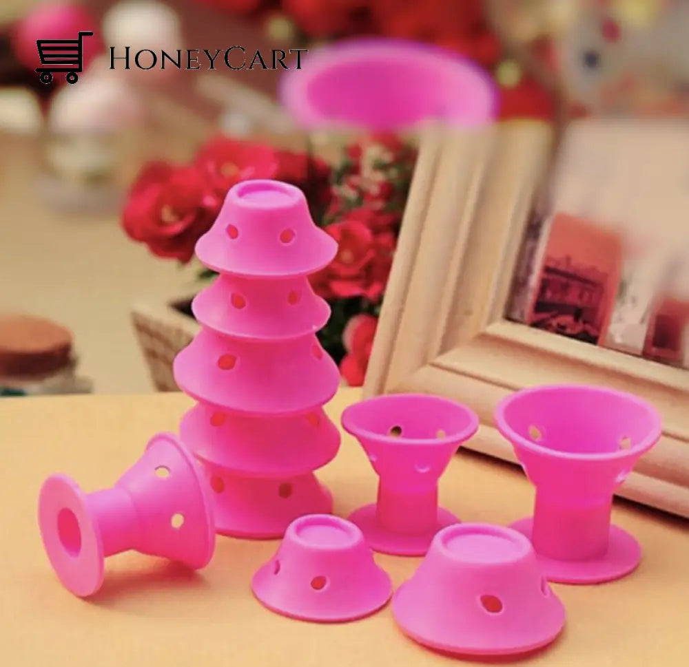 Silicone Hair Curler 15L And 15S Pink Plastic