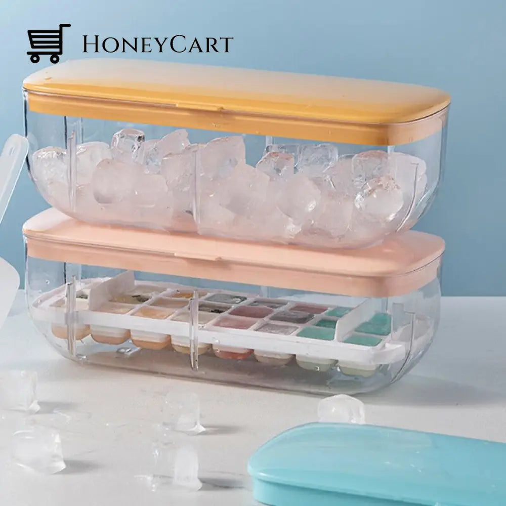 Silicone Ice Mold And Storage Box 2 In 1 Cube Tray Making Mould Box